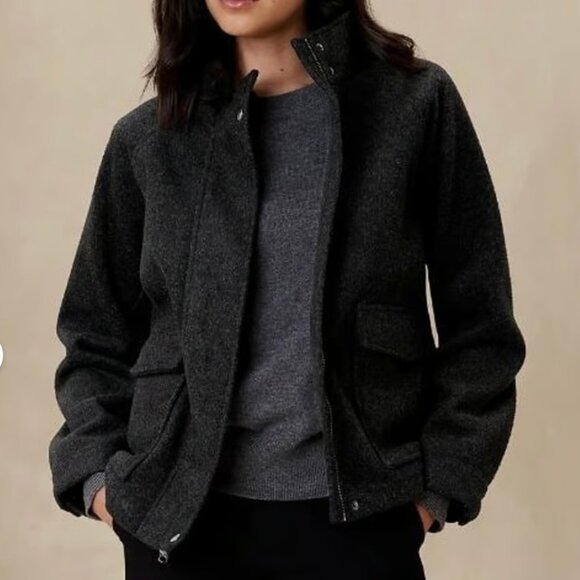 NWT Banana Republic Factory Dark Gray Moto Coat Women XSP